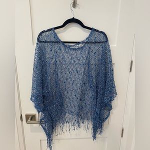 Poncho Style Cover Up with Sparkles and Fringe